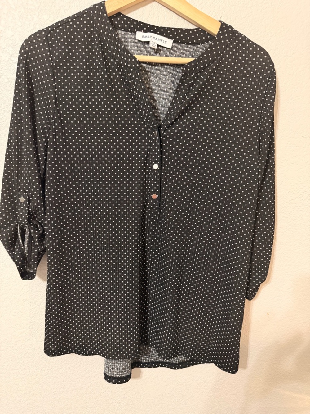 Black Dot Henley Blouse